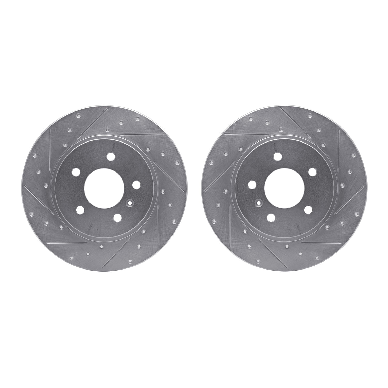 Dynamic Friction Company Rear Brake Rotors-Drilled and Slotted-Silver 7002-52015