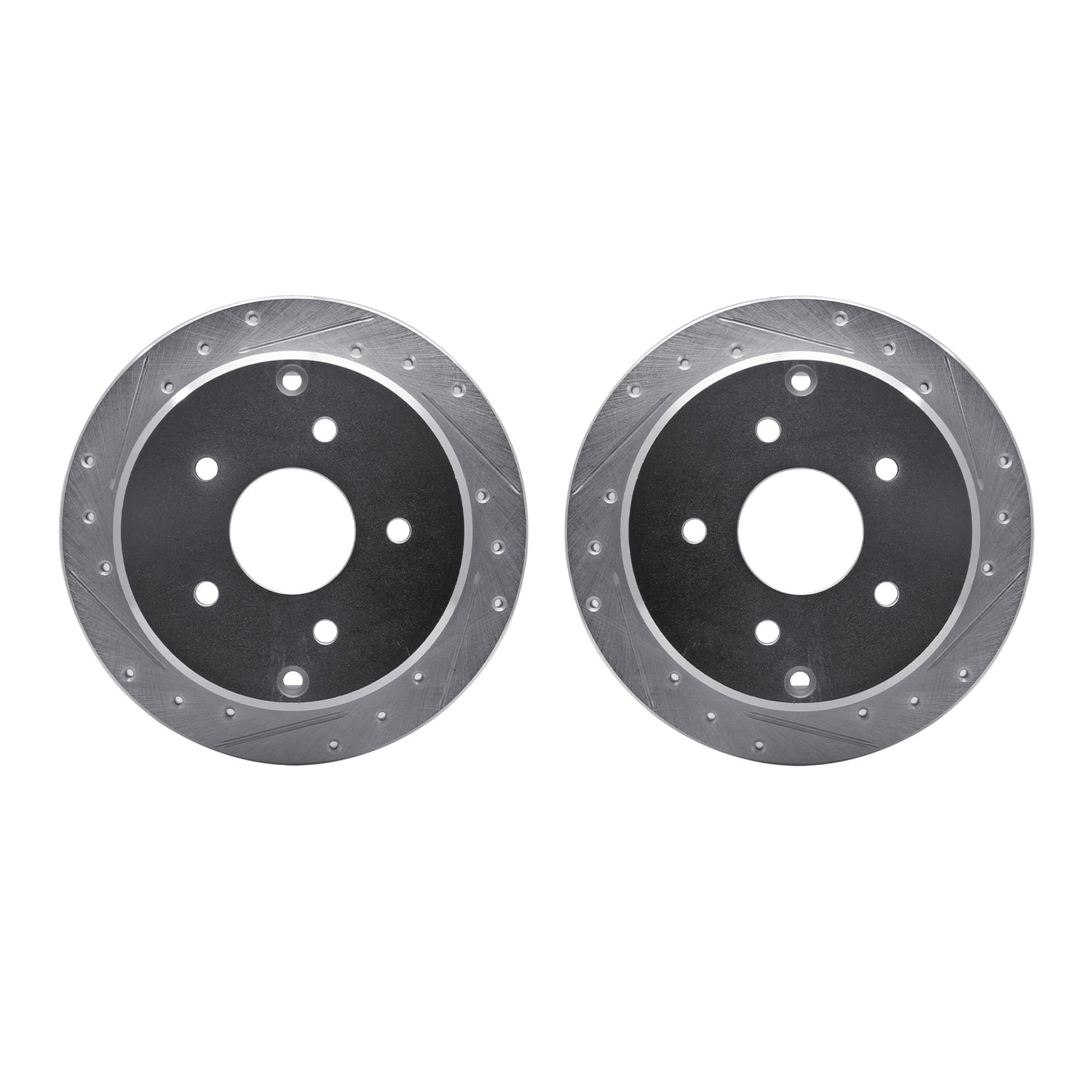 Dynamic Friction Company Rear Brake Rotors-Drilled and Slotted-Silver 7002-52028