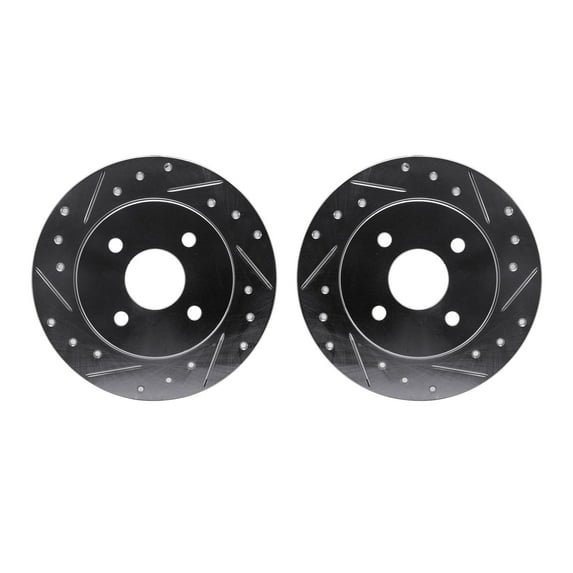 Dynamic Friction Company Rear Brake Rotors-Drilled and Slotted-Silver 7002-53007