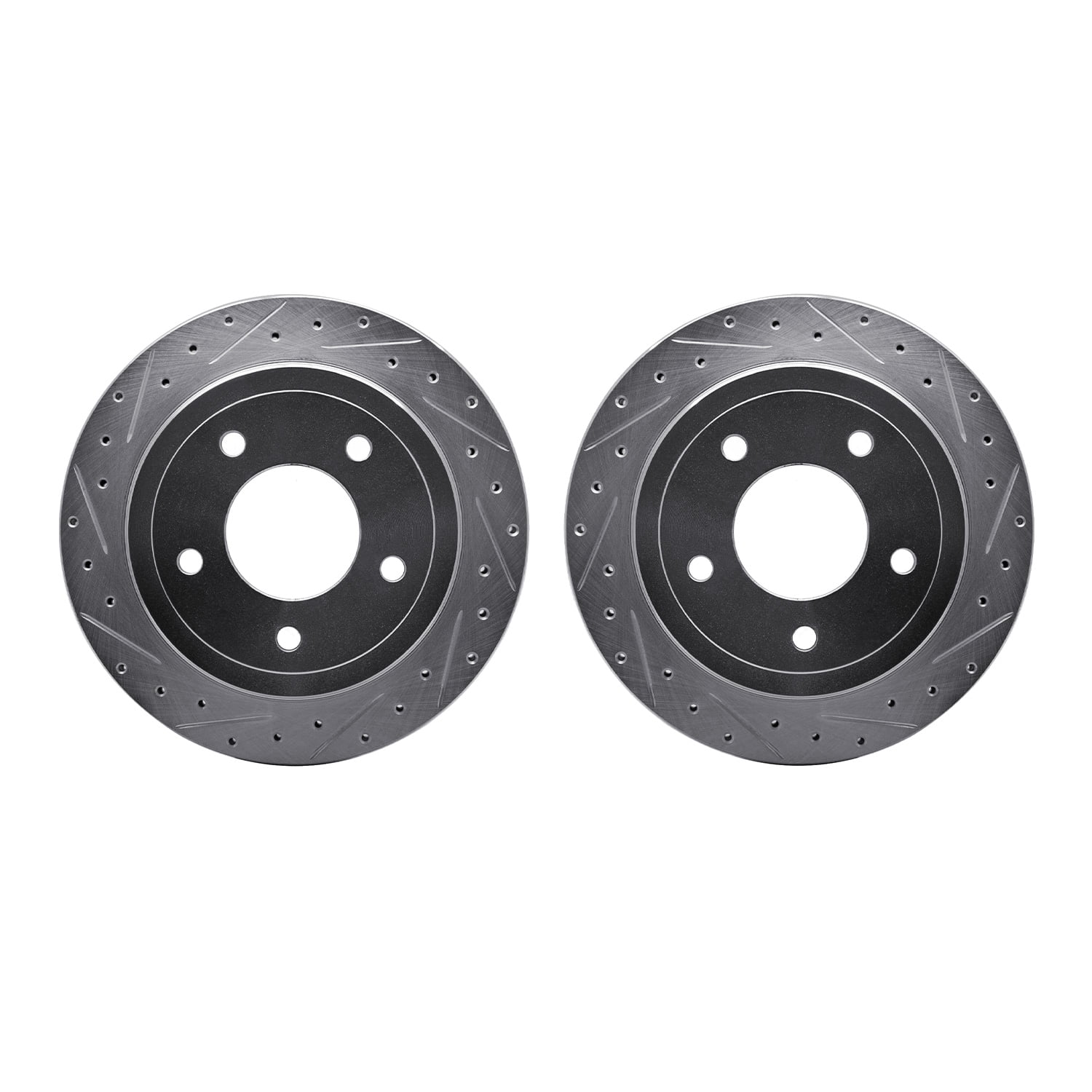Dynamic Friction Company Rear Brake Rotors-Drilled and Slotted-Silver 7002-54187