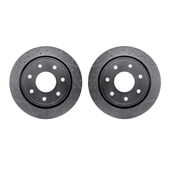 Dynamic Friction Company Rear Brake Rotors-Drilled and Slotted-Silver 7002-54218