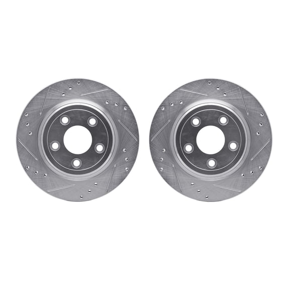 Dynamic Friction Company Rear Brake Rotors-Drilled and Slotted-Silver 7002-54249