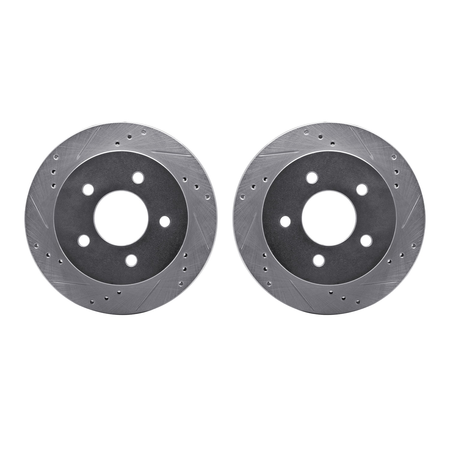 Dynamic Friction Company Rear Brake Rotors-Drilled and Slotted-Silver 7002-55007