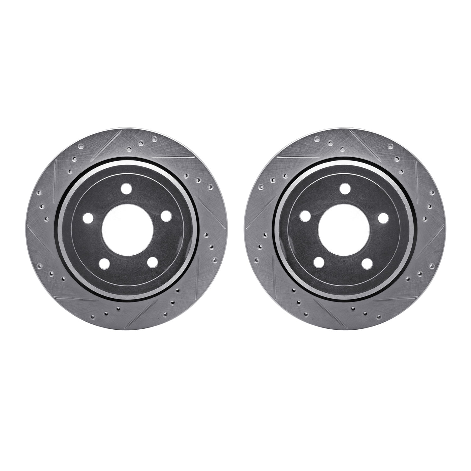 Dynamic Friction Company Rear Brake Rotors-Drilled and Slotted-Silver 7002-56016