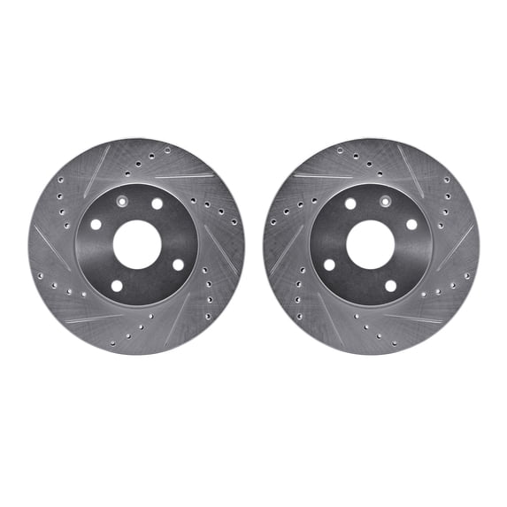 Dynamic Friction Company Rear Brake Rotors Drilled and Slotted Silver - 7002-58017