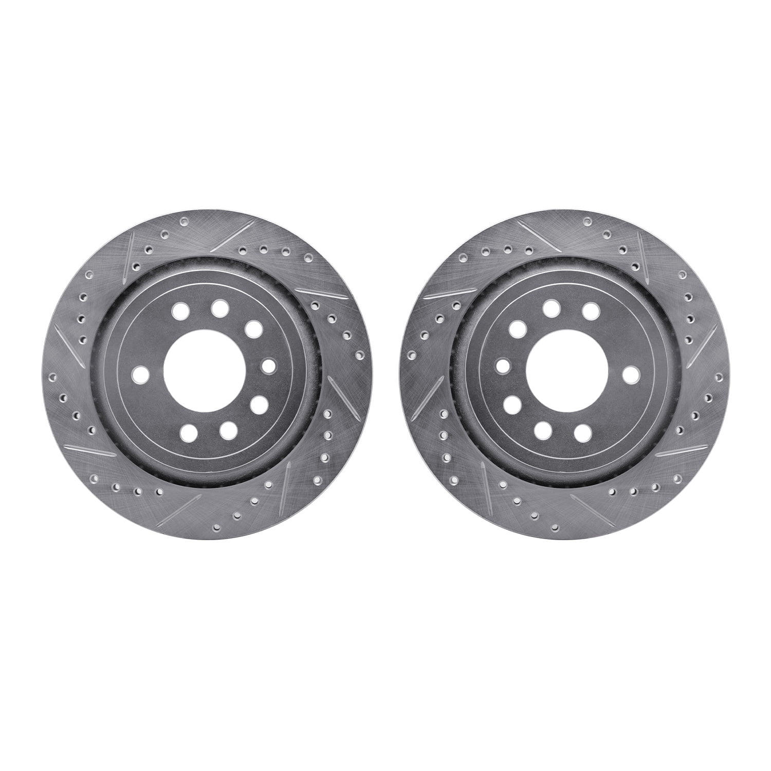 Dynamic Friction Company Rear Brake Rotors-Drilled and Slotted-Silver 7002-65019