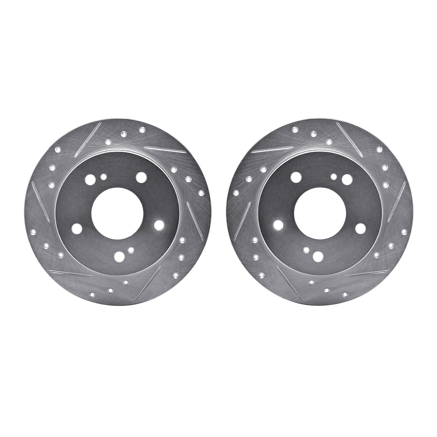 Dynamic Friction Company Rear Brake Rotors-Drilled and Slotted-Silver 7002-67100