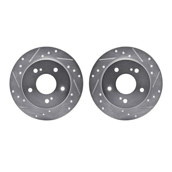 Dynamic Friction Company Rear Brake Rotors-Drilled and Slotted-Silver 7002-67100