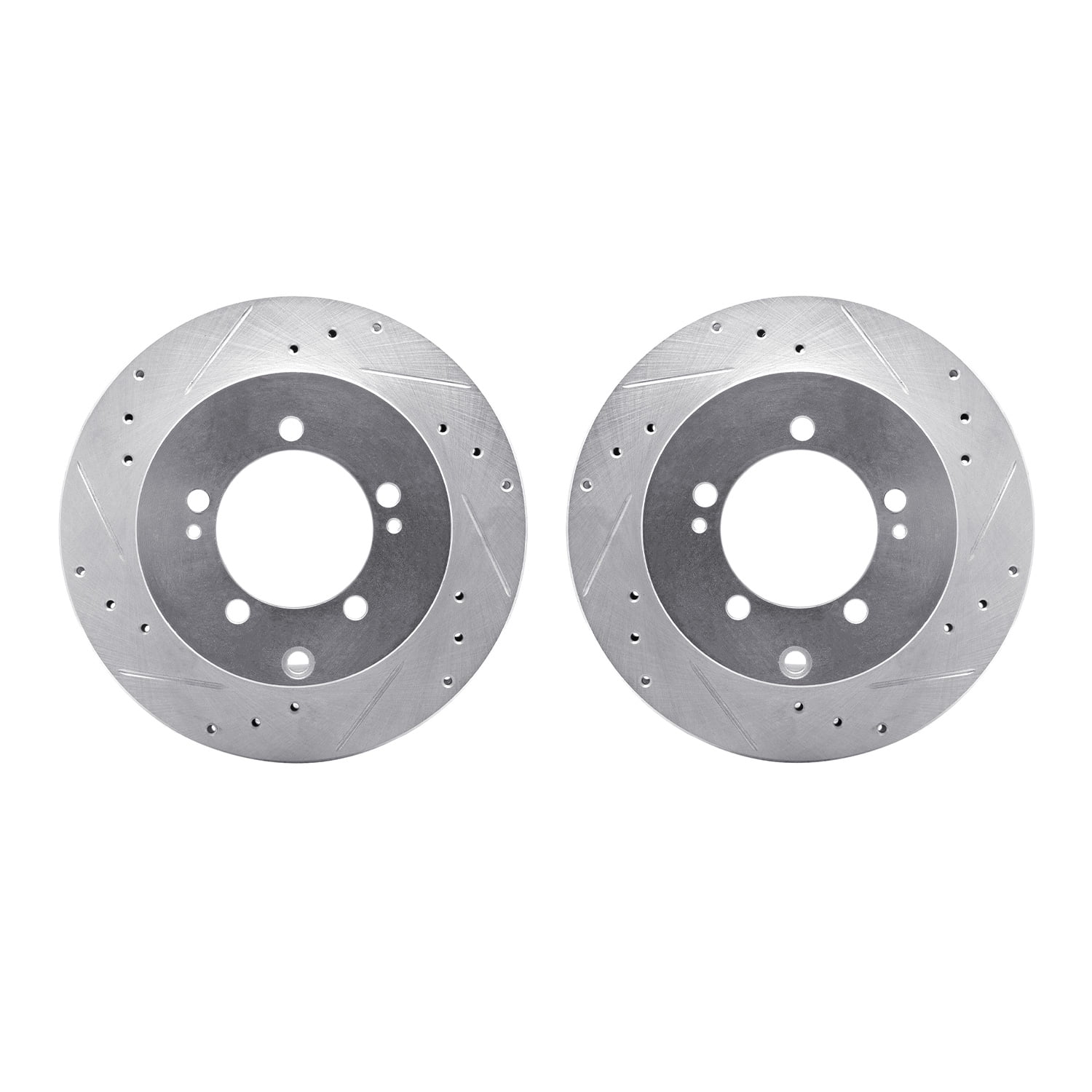 Dynamic Friction Company Rear Brake Rotors-Drilled and Slotted-Silver 7002-72052