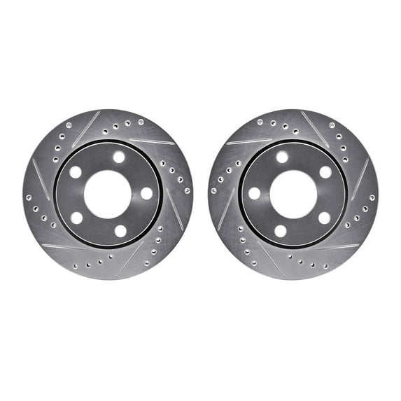Dynamic Friction Company Rear Brake Rotors-Drilled and Slotted-Silver 7002-73066