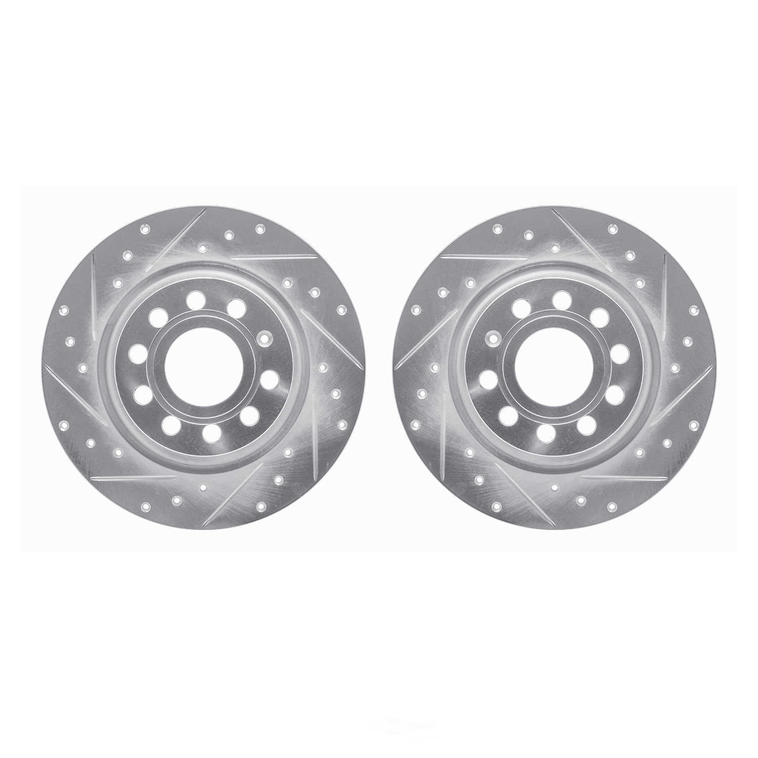 Dynamic Friction Company 7002-74040 DFC Brake Rotors - Drilled & Slotted - Silver