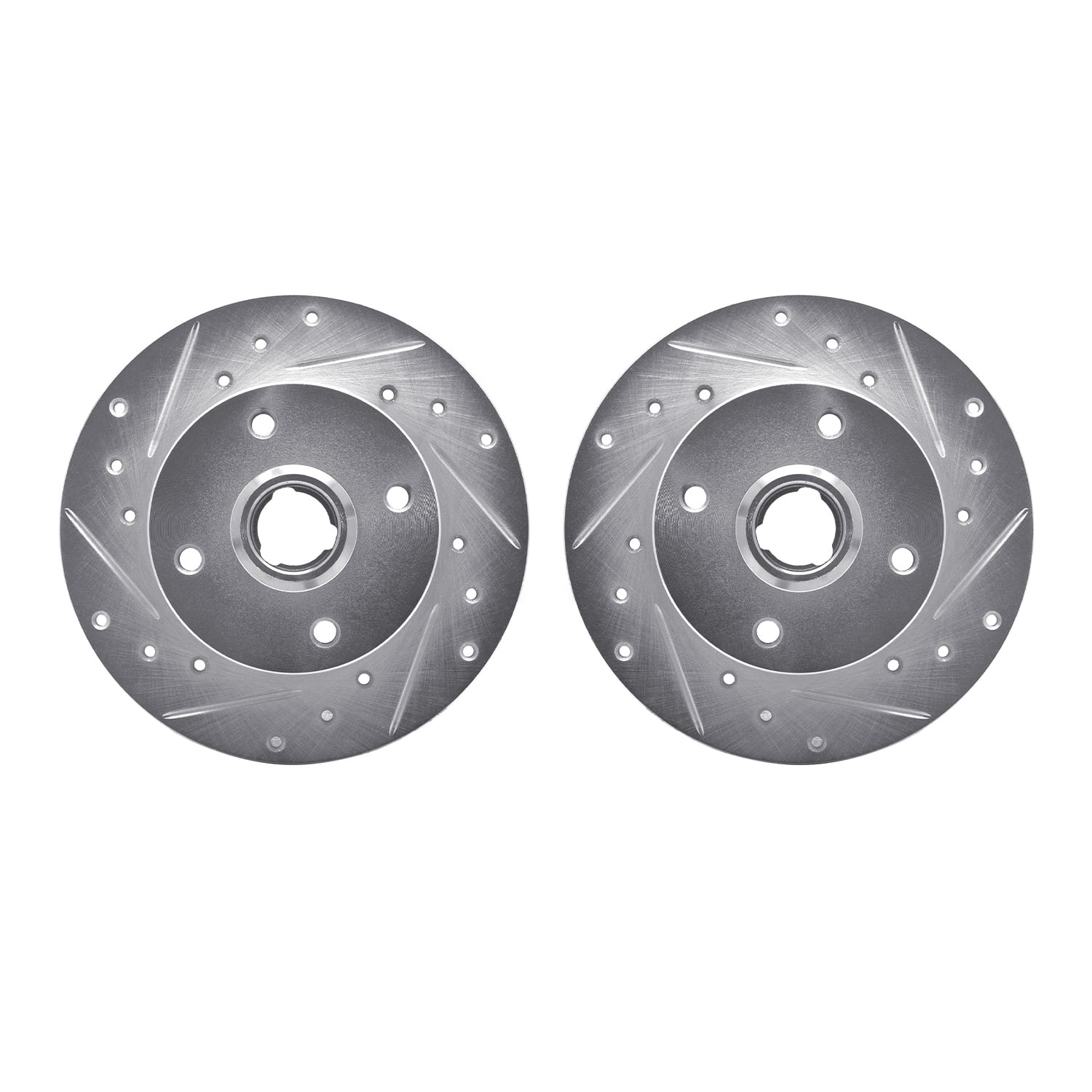 Dynamic Friction Company Rear Brake Rotors-Drilled and Slotted-Silver 7002-74048