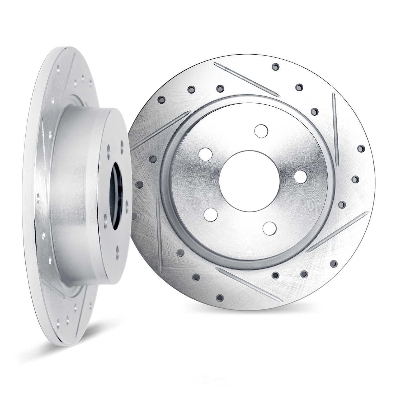 Dynamic Friction Company 7002-74052 DFC Brake Rotors - Drilled & Slotted - Silver