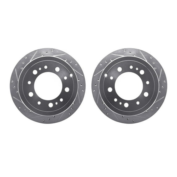 Dynamic Friction Company Rear Brake Rotors-Drilled and Slotted-Silver 7002-76115