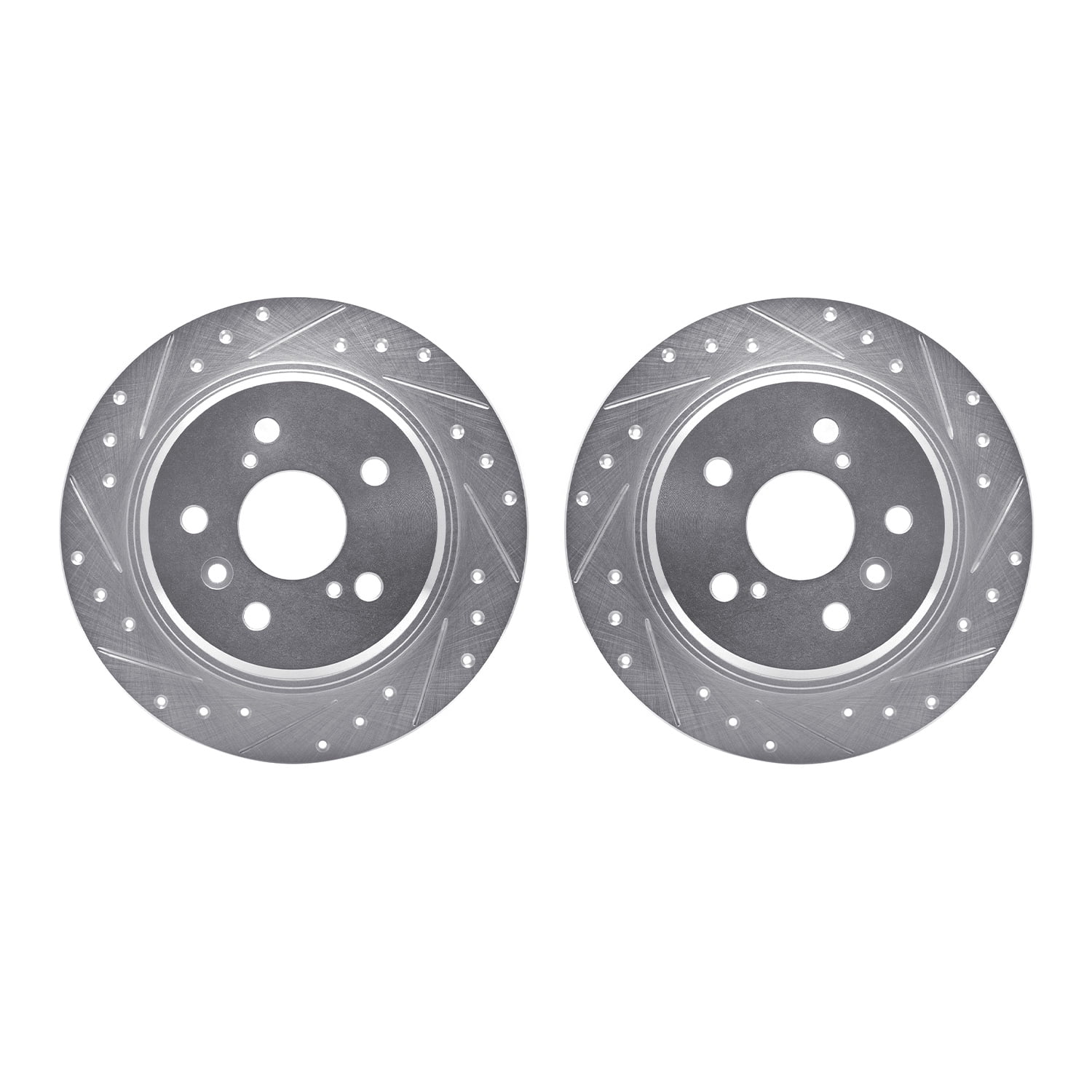 Dynamic Friction Company Rear Brake Rotors-Drilled and Slotted-Silver 7002-76123