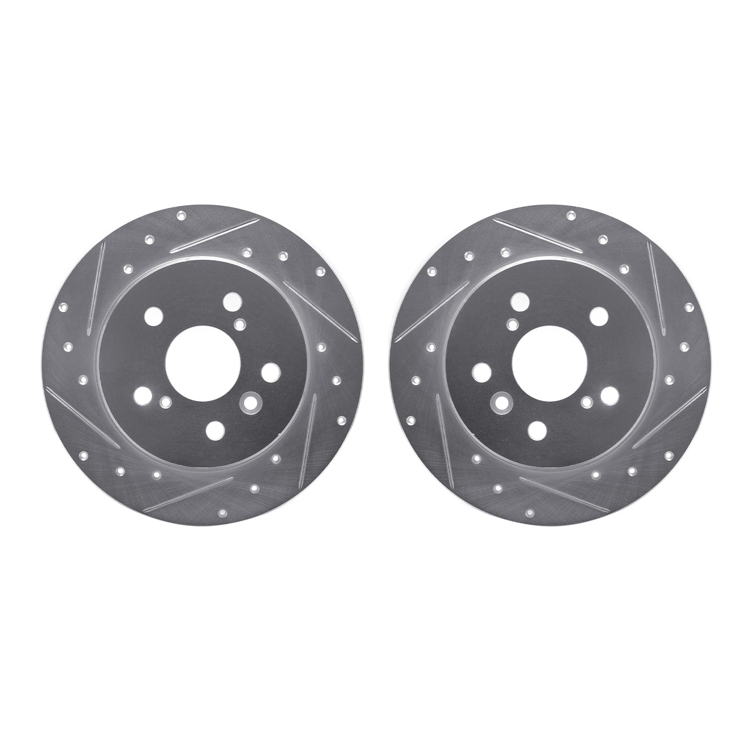 Dynamic Friction Company Rear Brake Rotors-Drilled and Slotted-Silver 7002-76124