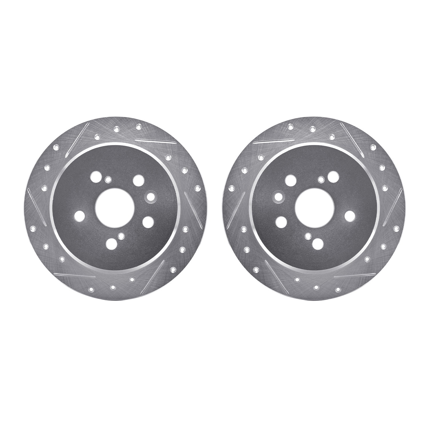 Dynamic Friction Company Rear Brake Rotors-Drilled and Slotted-Silver 7002-76125