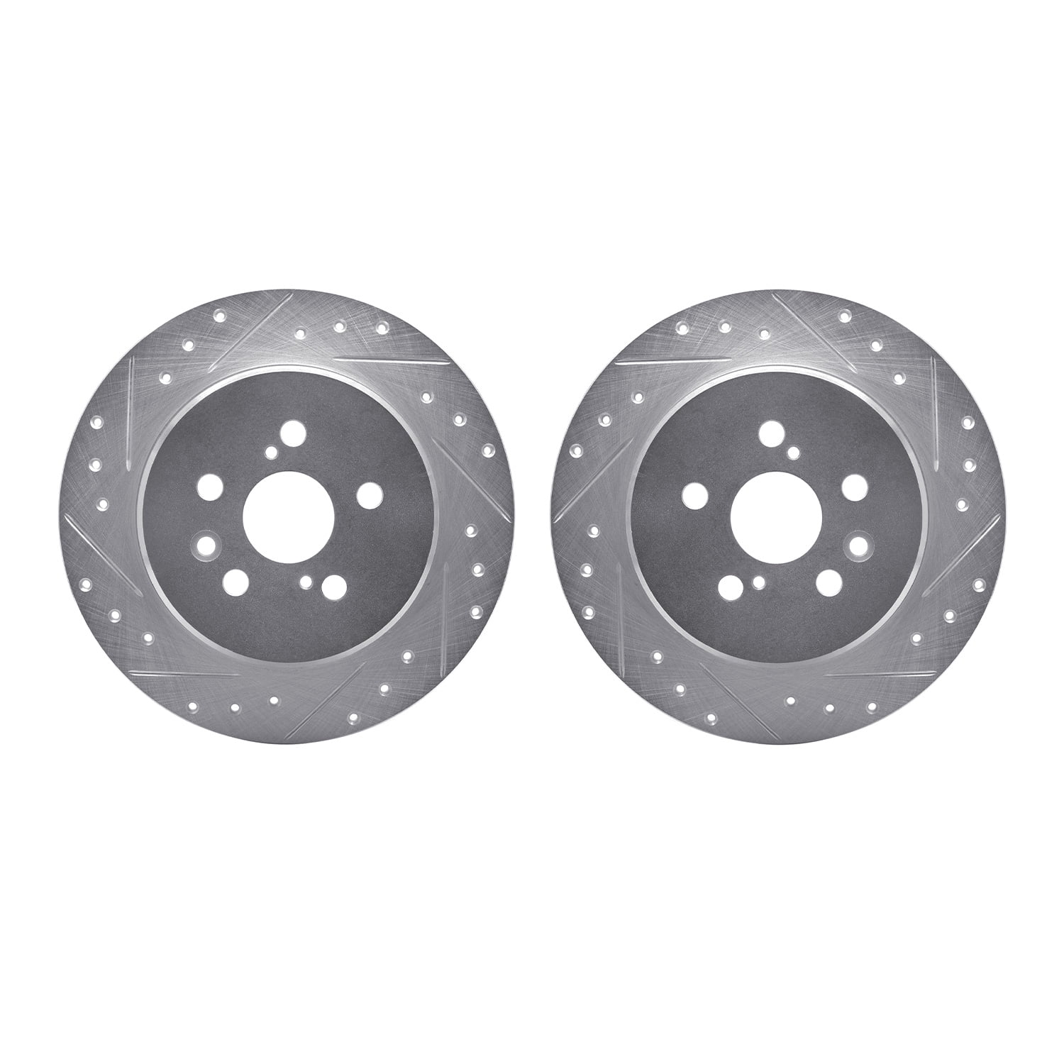 Dynamic Friction Company Rear Brake Rotors-Drilled and Slotted-Silver 7002-76129