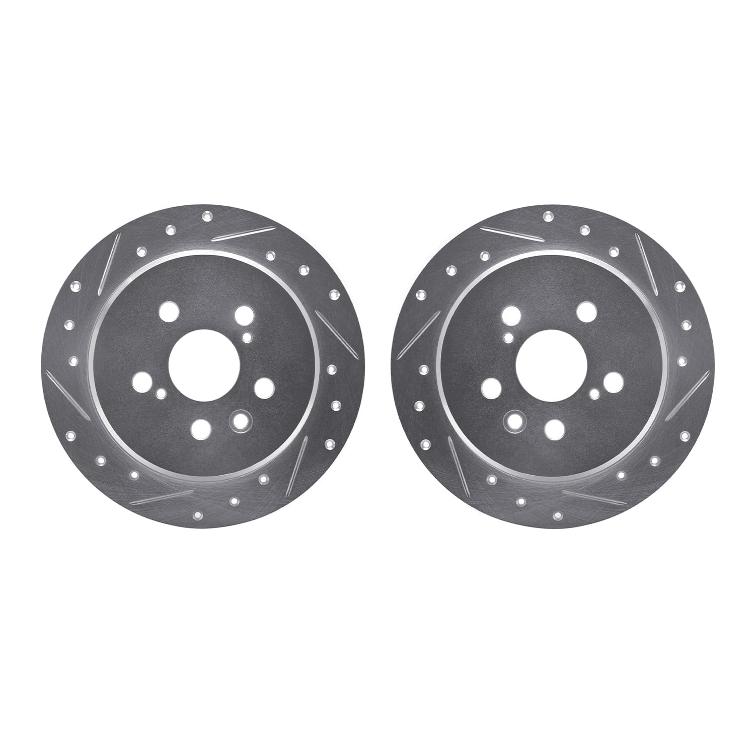 Dynamic Friction Company Rear Brake Rotors-Drilled and Slotted-Silver 7002-76130