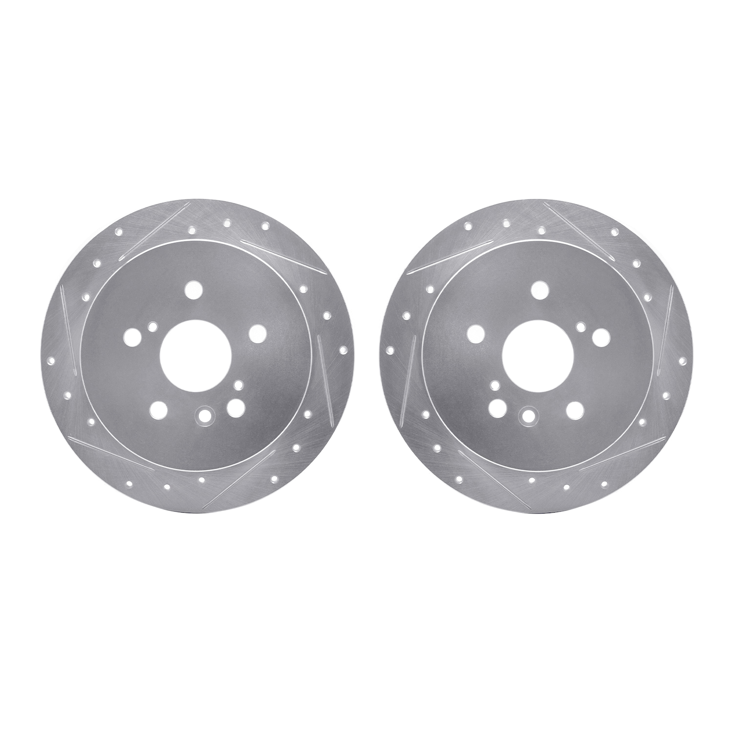 Dynamic Friction Company Rear Brake Rotors-Drilled and Slotted-Silver 7002-76148