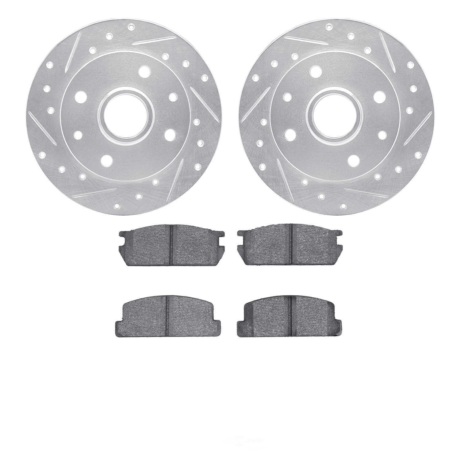 Dynamic Friction Company 7502-80049 DFC Rotors-Drilled and Slotted-Silver with 5000 Advanced Brake