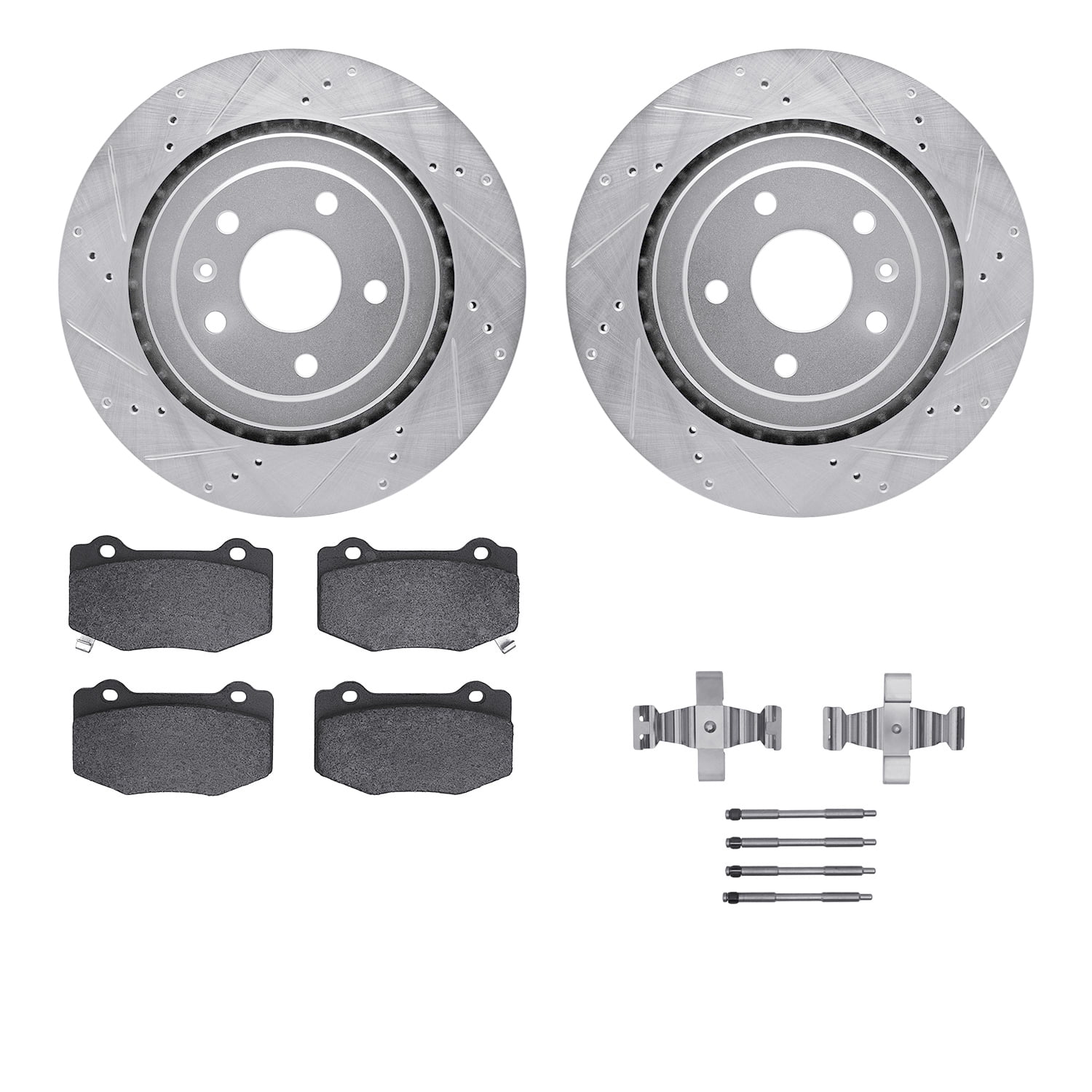 Dynamic Friction Company 7512-47028 DFC Rotors-Drilled and Slotted-Silver with 5000 Advanced Brake