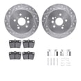thumbnail image 1 of Dynamic Friction Company Rear Brake Rotors-Drilled and Slotted-Silver with 5000 Advanced Brake Pads includes Hardware 7512-76152, 1 of 3