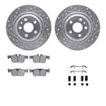 thumbnail image 1 of Dynamic Friction Company Rear Brake Rotors-Drilled and Slotted-Silver with 5000 Euro Ceramic Brake Pads includes Hardware 7612-27054, 1 of 3