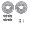 thumbnail image 1 of Dynamic Friction Company Rear Brake Rotors-Drilled and Slotted-Silver with 5000 Euro Ceramic Brake Pads includes Hardware 7612-73004, 1 of 3
