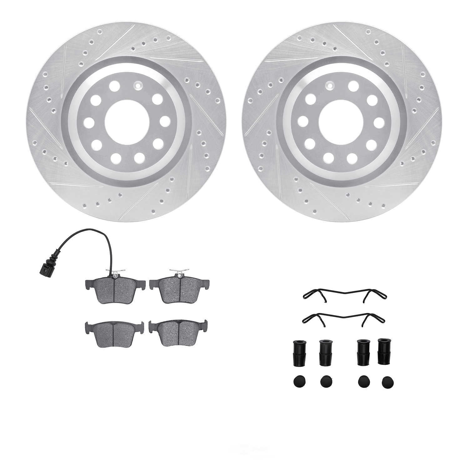 Dynamic Friction Company 7612-74038 DFC Rotors-Drilled and Slotted-Silver with EURO 5000 Ceramic