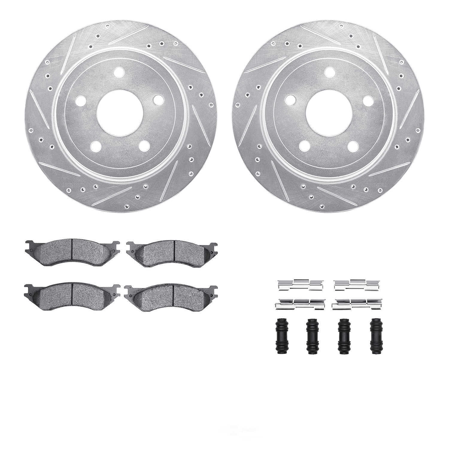 Dynamic Friction Company 7412-40019 DFC Rotors-Drilled and Slotted-Silver with Ultimate Duty
