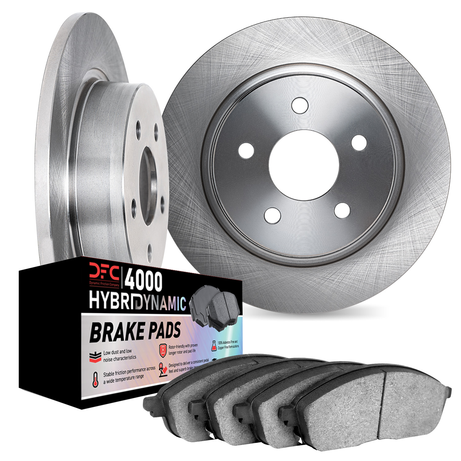 Dynamic Friction Company Rear Brake Rotors Kit | 4000 HybriDynamic Brake Pads 6802-65009