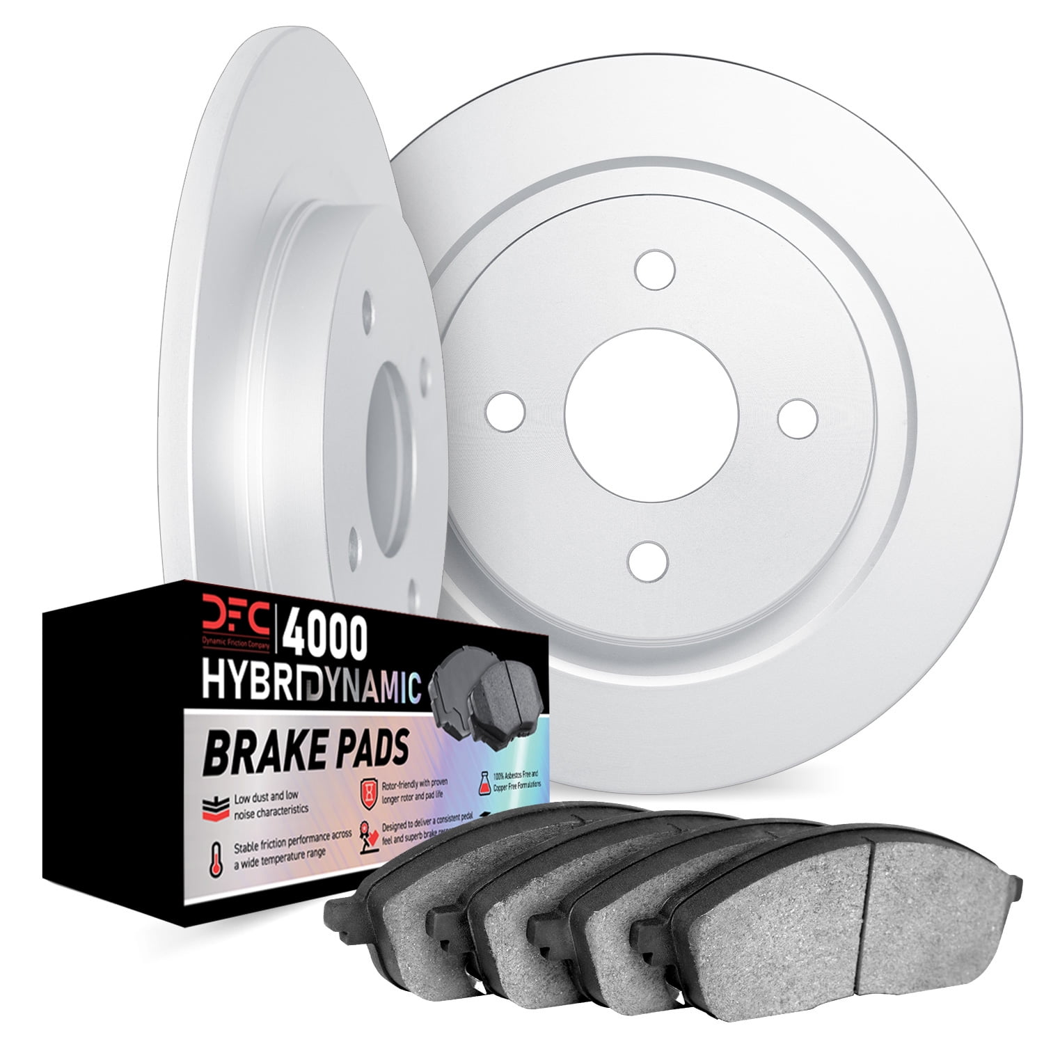 Dynamic Friction Company Rear Brake Rotors Kit | 4000 HybriDynamic Brake Pads 6802-74003