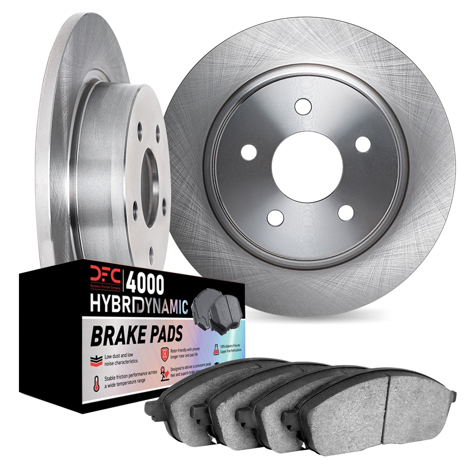 Dynamic Friction Company Rear Brake Rotors Kit | 4000 HybriDynamic Brake Pads 6802-74007