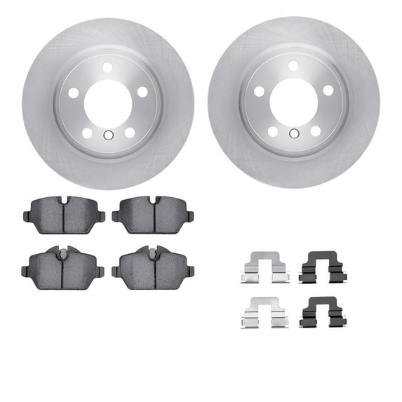 Dynamic Friction Company Rear Brake Rotors with 5000 Advanced Brake Pads includes Hardware 6512-32079