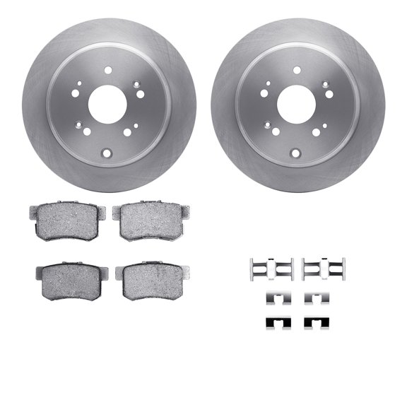 Dynamic Friction Company Rear Brake Rotors with 5000 Advanced Brake Pads includes Hardware 6512-59398