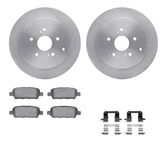Dynamic Friction Company Rear Brake Rotors with 5000 Euro Ceramic Brake Pads includes Hardware 6612-01003