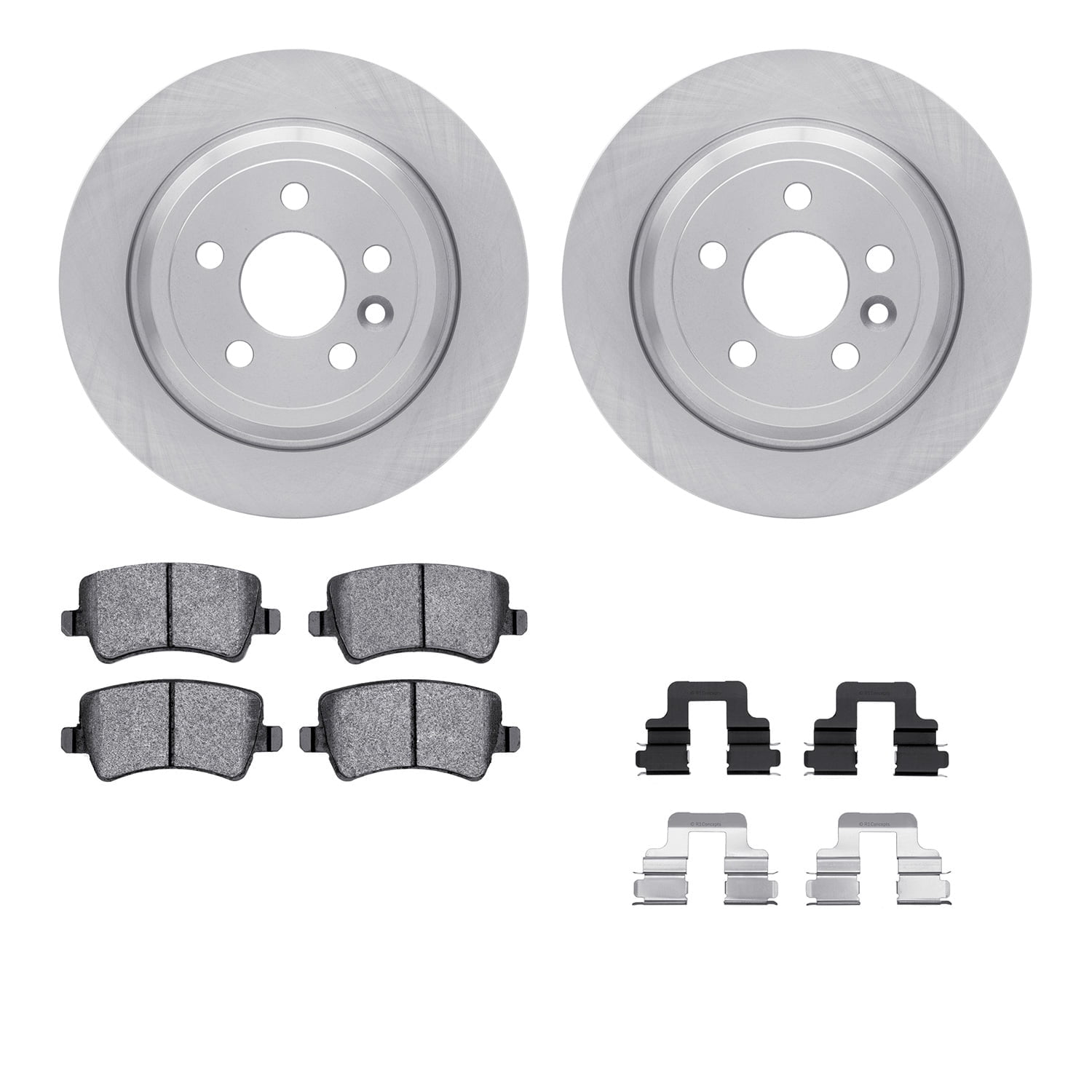 Dynamic Friction Company Rear Brake Rotors with 5000 Euro Ceramic Brake Pads includes Hardware 6612-11095