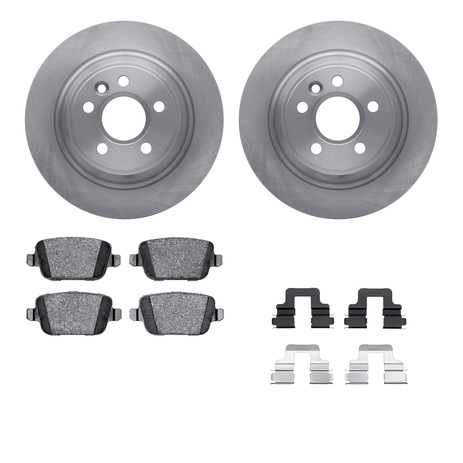 Dynamic Friction Company Rear Brake Rotors with 5000 Euro Ceramic Brake Pads includes Hardware 6612-27155