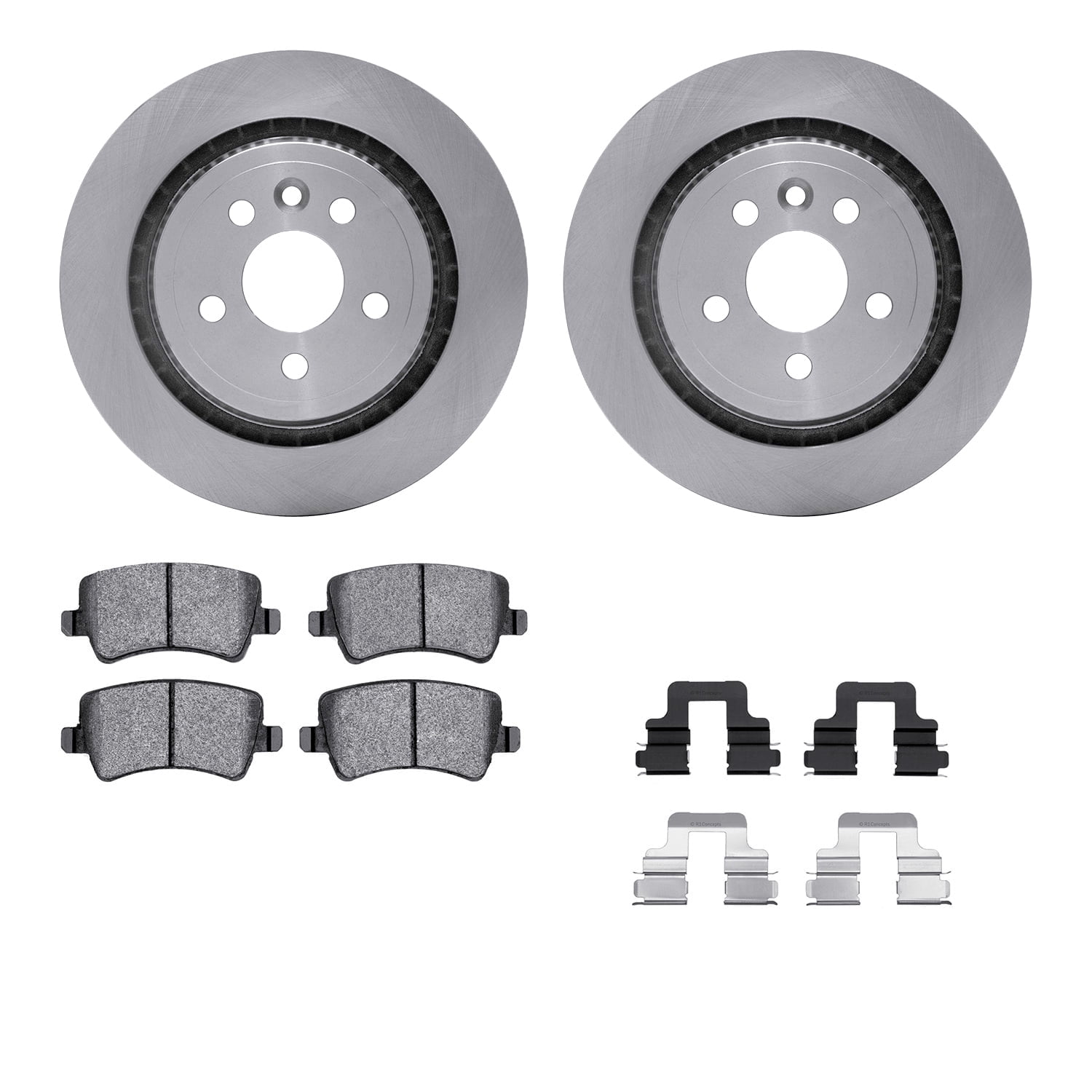 Dynamic Friction Company Rear Brake Rotors with 5000 Euro Ceramic Brake Pads includes Hardware 6612-27175