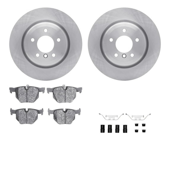Dynamic Friction Company Rear Brake Rotors with 5000 Euro Ceramic Brake Pads includes Hardware 6612-31271