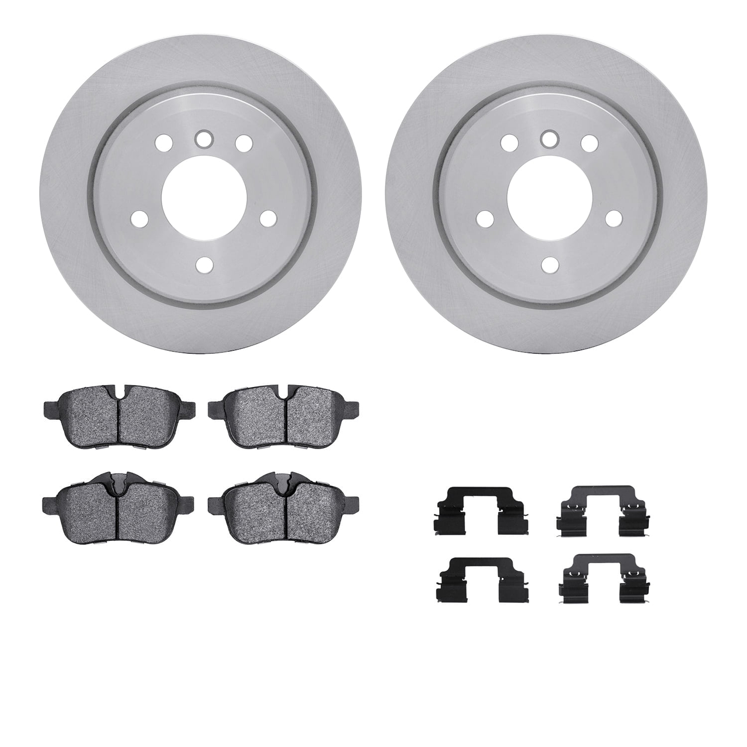 Dynamic Friction Company Rear Brake Rotors with 5000 Euro Ceramic Brake Pads includes Hardware 6612-31346