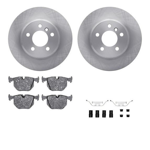Dynamic Friction Company Rear Brake Rotors with 5000 Euro Ceramic Brake Pads includes Hardware 6612-31438