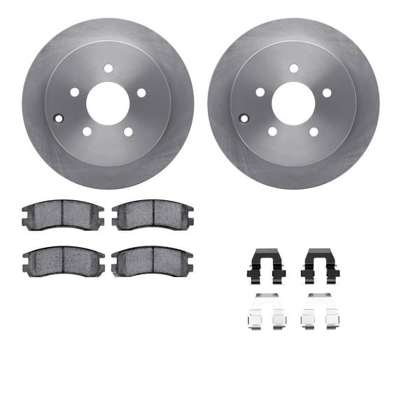 Dynamic Friction Company Rear Brake Rotors with 5000 Euro Ceramic Brake Pads includes Hardware 6612-47046