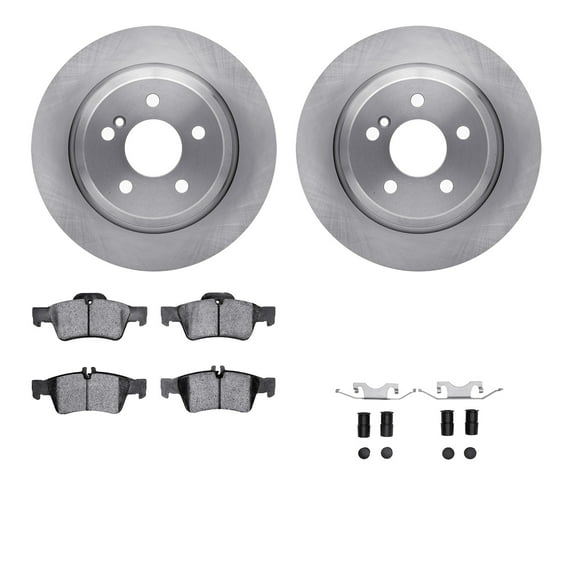 Dynamic Friction Company Rear Brake Rotors with 5000 Euro Ceramic Brake Pads includes Hardware 6612-63304