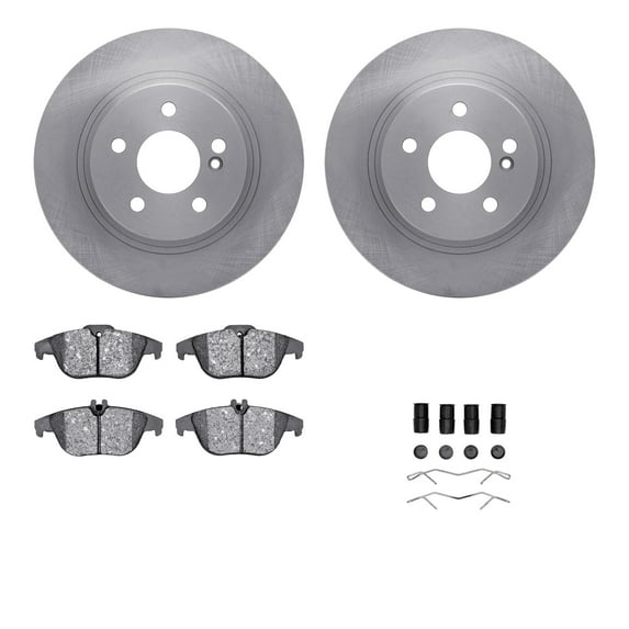 Dynamic Friction Company Rear Brake Rotors with 5000 Euro Ceramic Brake Pads includes Hardware 6612-63340