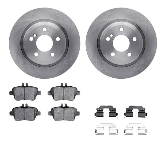 Dynamic Friction Company Rear Brake Rotors with 5000 Euro Ceramic Brake Pads includes Hardware 6612-63366