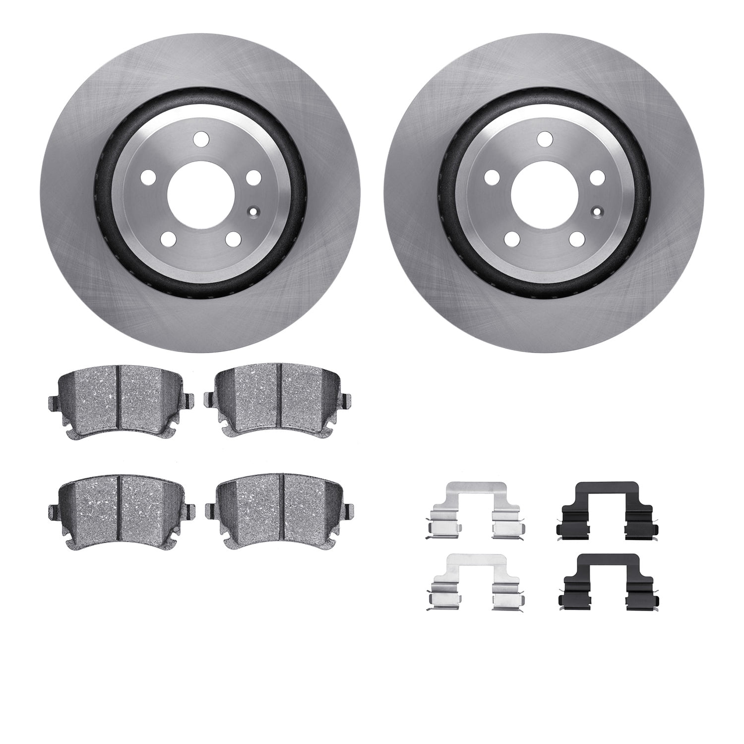 Dynamic Friction Company Rear Brake Rotors with 5000 Euro Ceramic Brake Pads includes Hardware 6612-73193