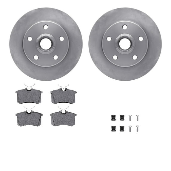 Dynamic Friction Company Rear Brake Rotors with 5000 Euro Ceramic Brake Pads includes Hardware 6612-74042