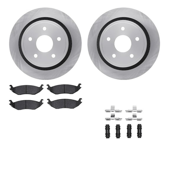 Dynamic Friction Company Rear Brake Rotors with Heavy Duty Brake Pads includes Hardware 6212-40429